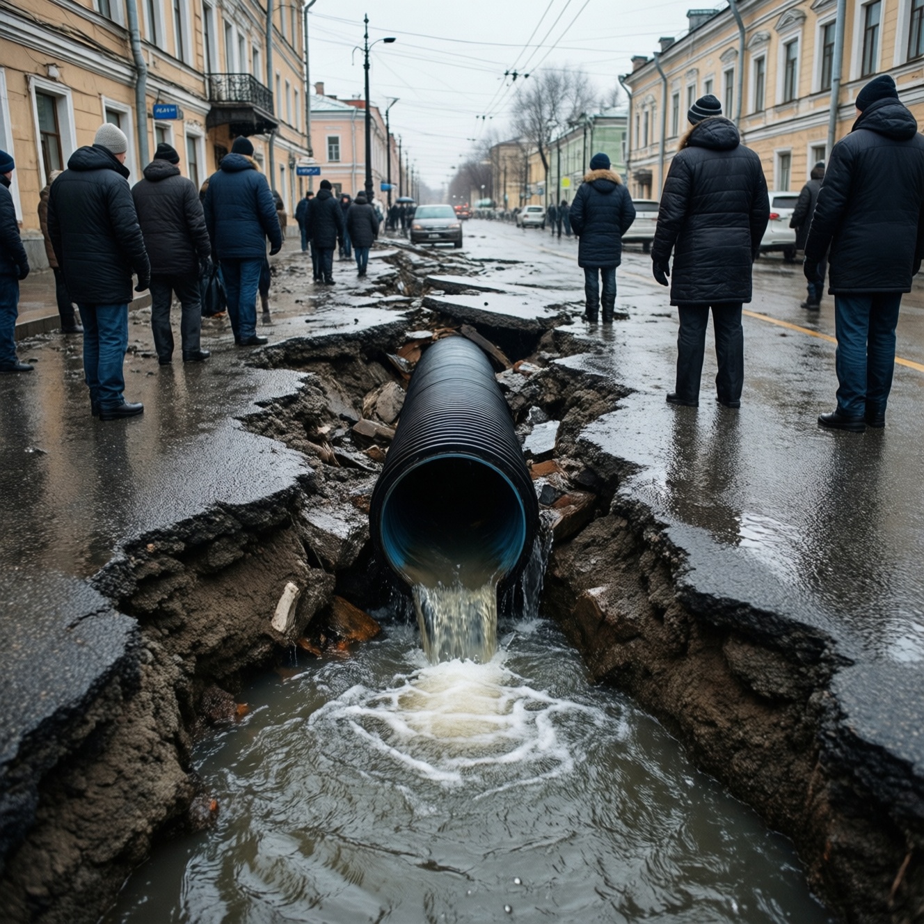 Во Владивостоке второй день затапливает улицы Интернациональную и Калинина из-за прорыва водопровода